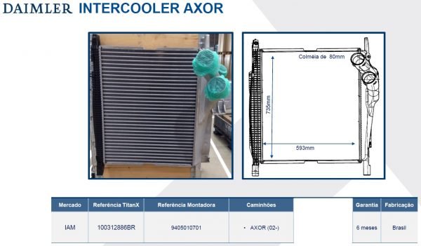 INTERCOOLER MERCEDES AXOR 1933 2831 2005 A 2012 51606 LP Casa