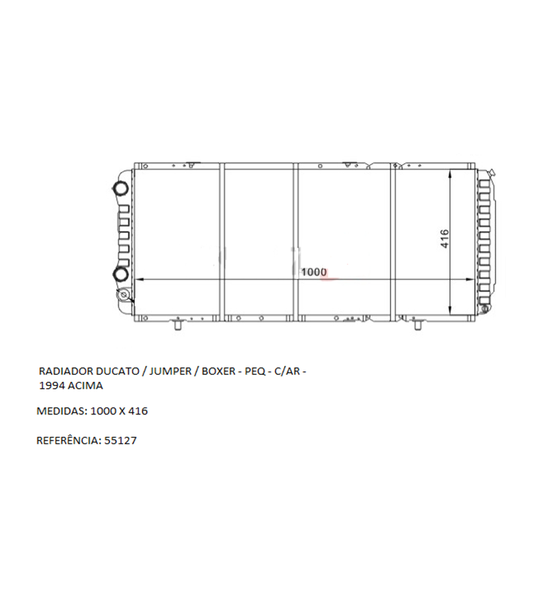 Radiador Ducato / Jumper / Boxer – Colmeia de 1 Mt – C/ar – 1994 Acima
